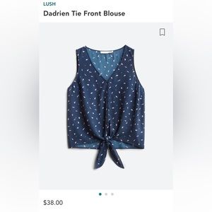 Navy tie front blouse